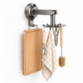 360° Rotating Wall Mounted Kitchen Utensil Holder | Heavy Duty Suction Cup Organizer Rack | No Drill Multi Hook Storage for Kitchen & Bathroom