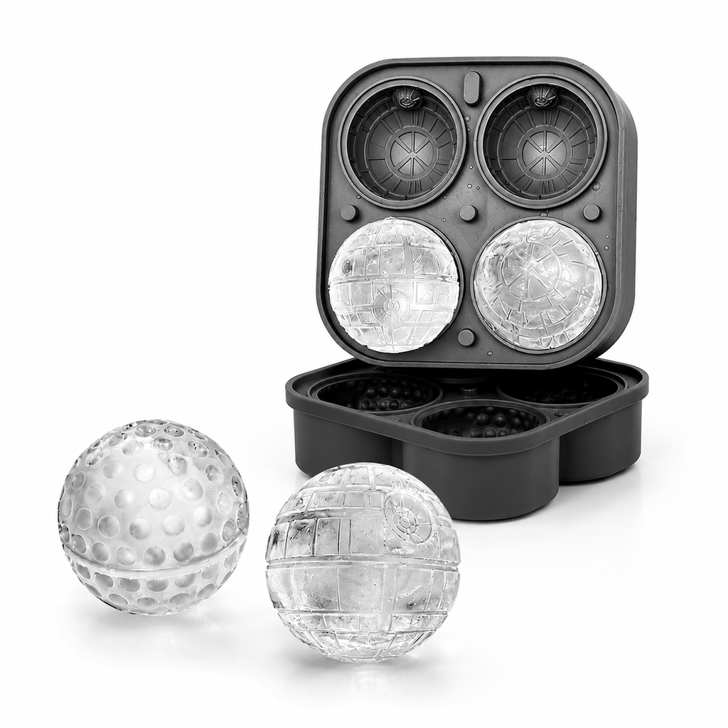 Slow Melt Ice Ball Maker | Golf Ball & Space Theme Whiskey Ice Mold | Premium Silicone