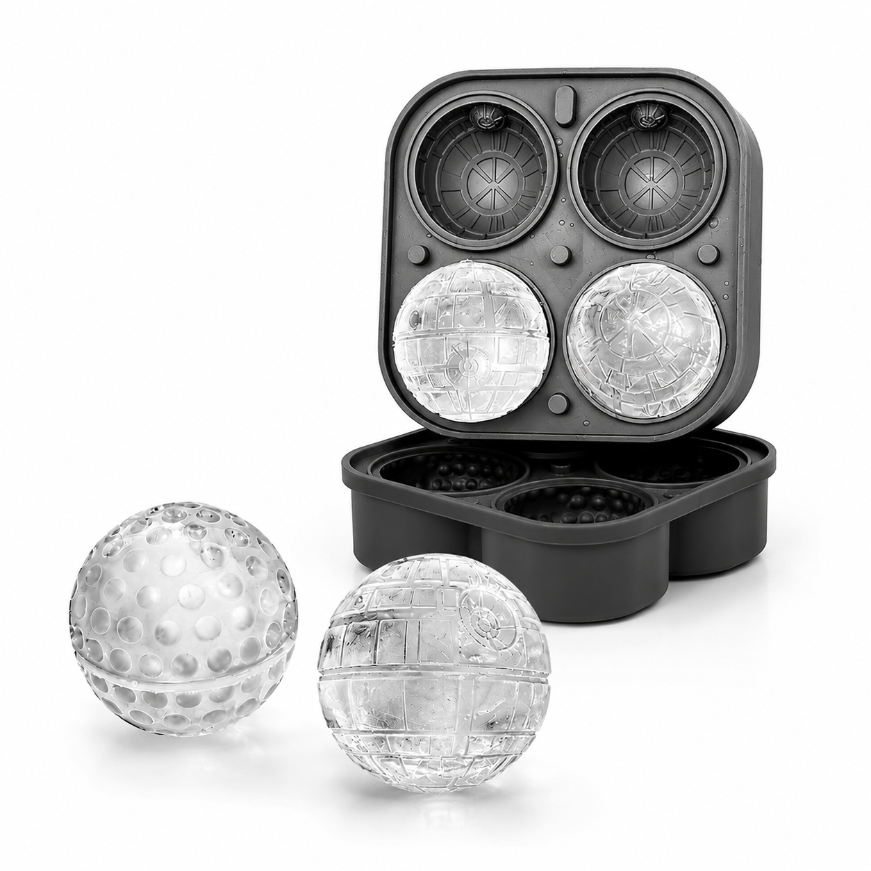Slow Melt Ice Ball Maker | Golf Ball & Space Theme Whiskey Ice Mold | Premium Silicone