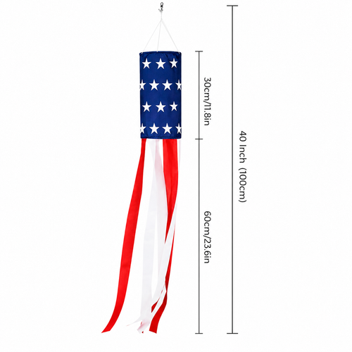 4 Pack LED American Flag Windsocks | 4th of July & Independence Day Decorations | Patriotic Outdoor Hanging Decor for Memorial Day, Labor Day & Veterans Day
