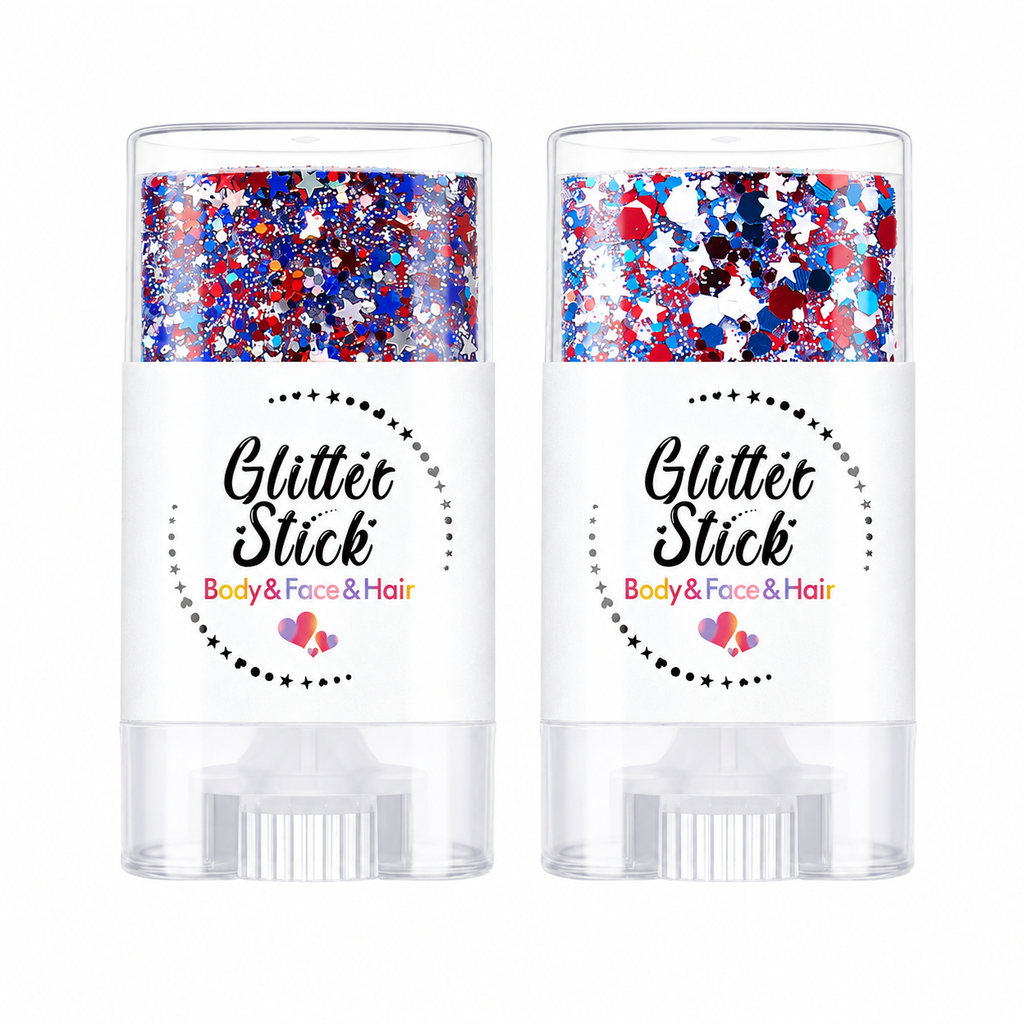 Patriotic Red White Blue Body Glitter Stick | 4th of July Accessories | Sparkling Face Hair Glitter | Women Kids | American Flag Makeup for Independence Day | Football Match or Parties