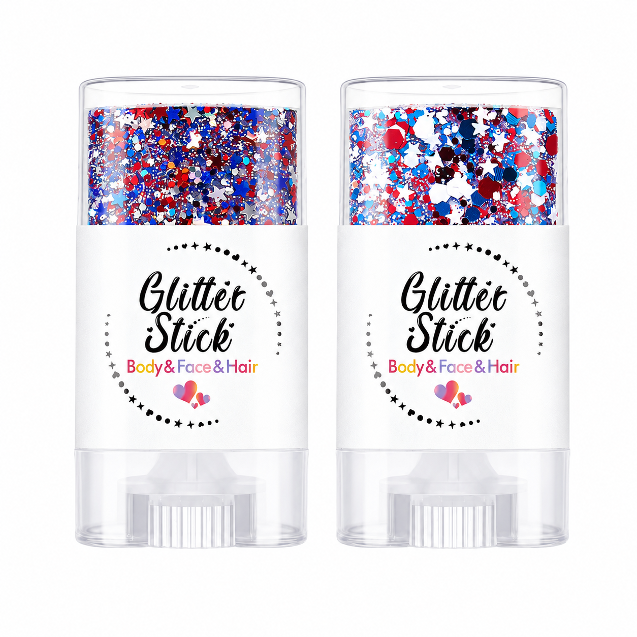 Patriotic Red White Blue Body Glitter Stick | 4th of July Accessories | Sparkling Face Hair Glitter | Women Kids | American Flag Makeup for Independence Day | Football Match or Parties