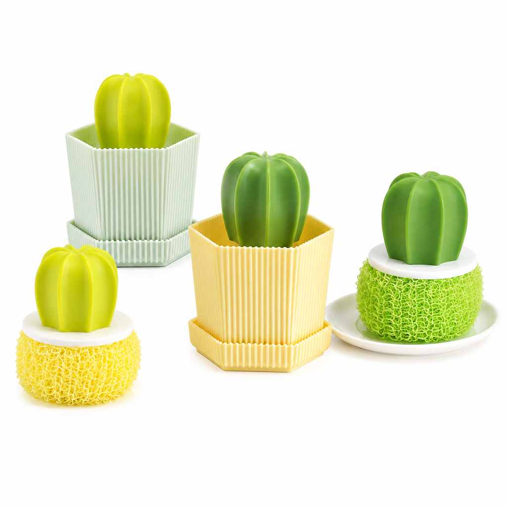 Cute Cactus Kitchen Cleaning Brush | Sink & Dish Scrubber Tool