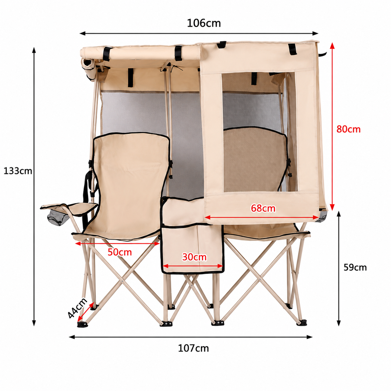 Portable Outdoor Sunshade Chair for 2 | UV Protection Folding Beach Chair | Portable Outdoor Canopy Chair for Camping & Beach