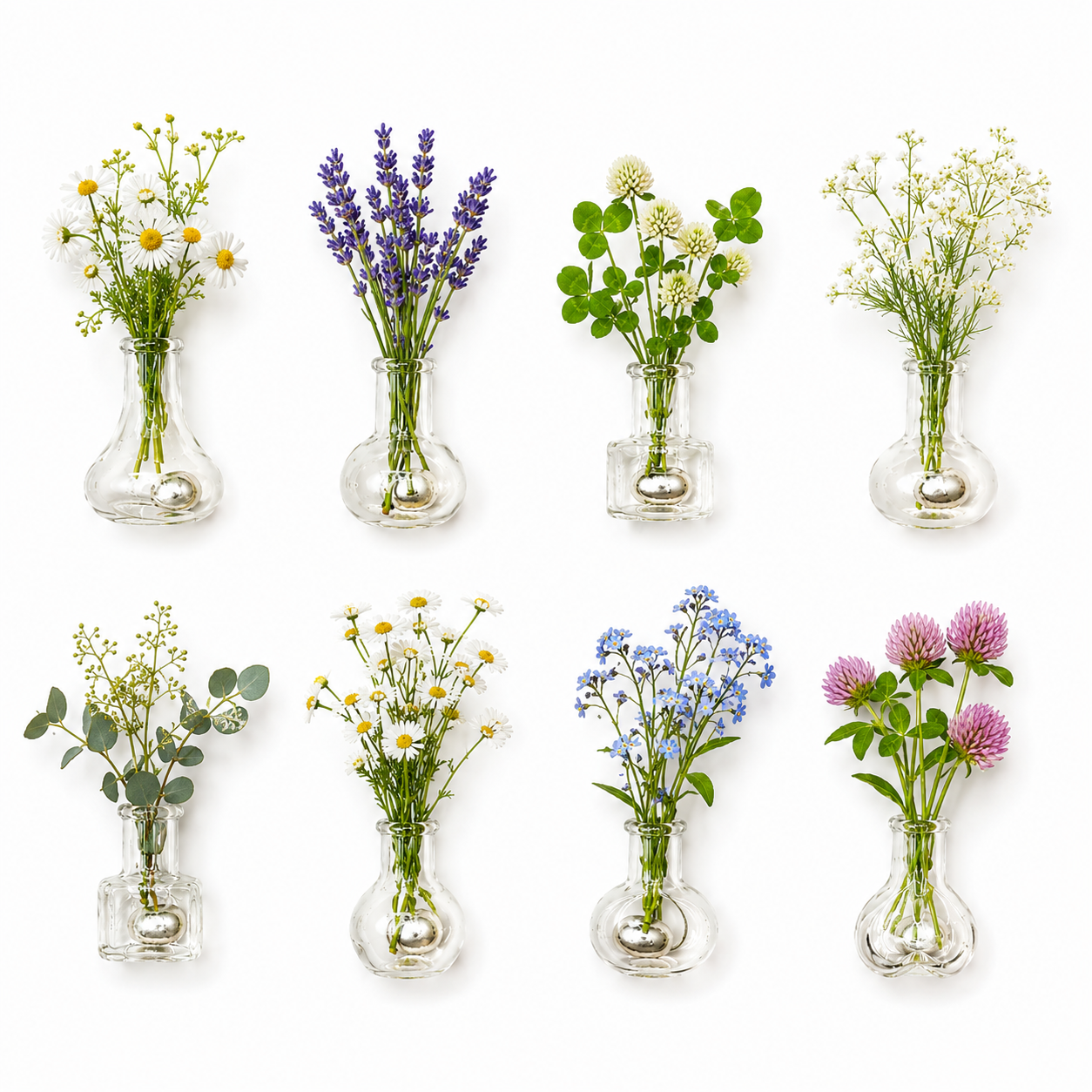 Magnetic Flower Vase Fridge Decor Set | 2-3cm | 8-piece mini vase set